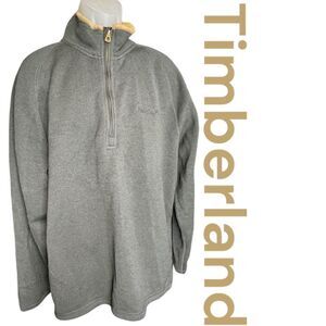 Timberland Men's Fleece Half Zip Long Sleeve Pullover Sweater Gray Tan Size 2XL